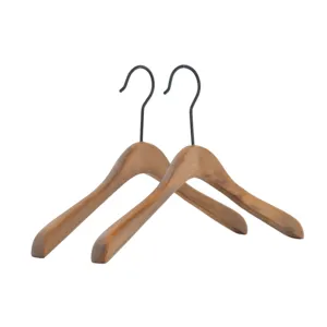 Custom Logo Dark Walnoot Luxe Houten Mannen Jasje Hanger Voor Merk