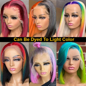 Ngắn <span class=keywords><strong>Bob</strong></span> Ren Phía Trước Tóc Giả Tóc Con Người Mới Đến Giữa Phần 8 Inch Tóc Giả Tóc Cho Phụ Nữ Da Đen Mặc Mượt Thẳng Dệt - Product Image 5