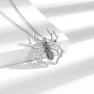 สร้อยคอจี้แมงมุมโลหะผสมทองแดงชุบเงิน สไตล์พังก์ ดีไซน์แมลง สายเชื่อมต่อ ของขวัญสำหรับงานปาร์ตี้ ใช้ได้ทั้งชายและหญิง - Product Image 4
