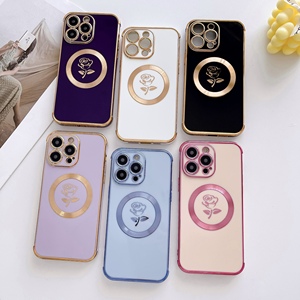 หรูหราชุบดอกไม้ออกแบบเคสโทรศัพท์สําหรับ<span class=keywords><strong>iPhone</strong></span> 15 Pro Max 14 13 <span class=keywords><strong>12</strong></span> 11 XRแม่เหล็กชาร์จแฟชั่นฝาครอบโทรศัพท์ - Product Image 2