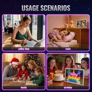 Tableau de dessin LED miroir : Effet abysse profond, tableau d'art lumineux avec marqueurs acryliques colorés pour le divertissement des enfants - Product Image 3