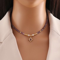 Dainty Améthyste Pierre Collier Naturel Vert Aventurine Bleu Turquoise Collier de Perles Shell Perles Charme Perle Bijoux pour Femmes