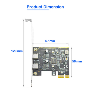 Tarjeta de Expansión PCIE a Doble Tipo C, <span class=keywords><strong>PCI</strong></span> <span class=keywords><strong>Express</strong></span> X1 a 2 Puertos USB 3.1 GEN2 de 5 Gbps, Tarjeta Convertidora con Chip ASM1042 para Escritorio - Product Image 4