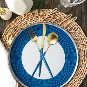 Blue and White Porcelain Blue Charger Plates Bone China Dinner <b>Set</b> Ceramic Dinner Steak Plate Restaurant Plates - Product Image 6
