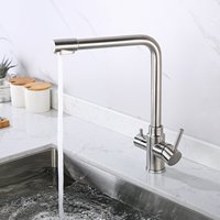 Robinets de cuisine en acier inoxydable 304 Robinet d'évier contemporain Robinet de filtre à eau à double niveau Robinets montés sur le pont 3 en 1