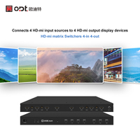 Conmutador ODT Metal HD 2K para 4x4, Selector de 4 Entradas y 4 Salidas con Gestión EDID y HDCP