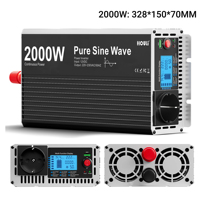Onduleur à onde sinusoïdale Pure DC 12V 24V à AC 220V Puissance de crête 1500W 2000W 2500W 3000W solaire hors réseau chargeur de système de secours domestique