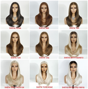 Promotion <span class=keywords><strong>Perruque</strong></span> Sans Colle Lace <span class=keywords><strong>Frontale</strong></span> Synthétique 13x4 HD en Fibre Synthétique de Haute Qualité Résistante à la Chaleur - Product Image 5