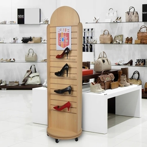 Hikuya MDF xoay slatwall hiển thị đứng với kim loại <span class=keywords><strong>4</strong></span> bên xoay hiển thị đứng Gondola kệ cho cửa hàng mua sắm - Product Image 4