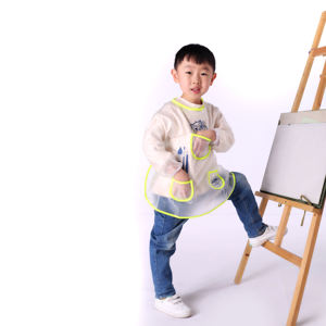 Bavoir bébé en <span class=keywords><strong>plastique</strong></span> PVC imperméable à l'eau alimentation tabliers à manches longues Logo personnalisé dessin animé mignon vinyle enfants <span class=keywords><strong>tablier</strong></span> avec poches enfants - Product Image 5