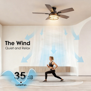 <b>Ceiling</b> Fan With <b>Light</b> 46 Inch Wood Blades AC Motor <b>Remote</b> <b>Control</b> Timer Industrial Style For Living Room Bedroom - Product Image 3