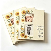 Livre souvenir personnalisé pour bébé avec cadre photo, couverture rigide, livre des étapes importantes de la première année du bébé, impression en usine