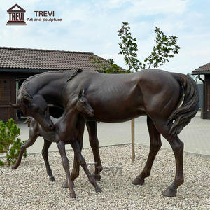 Statue de jardin de taille réelle personnalisée en usine grand cheval et <span class=keywords><strong>poulain</strong></span> en Bronze - Product Image 5