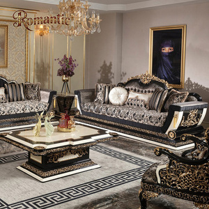 高級マナートルコ式ソファ高級リビングルームソファ無地木製ベルベット生地ソフトブラックMeuble De Salon - Product Image 1