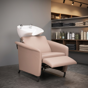 Fauteuil de lavage inclinable robuste pour barbier et spa, mobilier de salon commercial en cuir avec design imperméable - Product Image 5