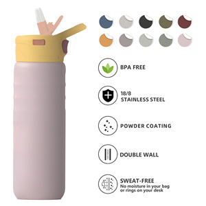 Bottiglia d'Acqua Portatile da Viaggio per Esterni 18oz 24oz con Logo Personalizzato 2 Coperchi e Cannuccia - Product Image 1