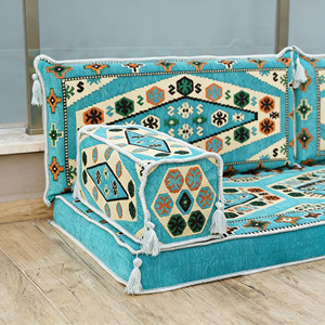 Ensemble de canapés au sol de style turc, motif Kilim bohème, banc rembourré pour salon - Product Image 3