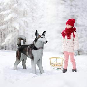 MAKE WAVES Husky Gonflable Réaliste en PVC Imperméable, Décoration Géante et Jouet Réaliste pour Fêtes et Décoration Intérieure - Product Image 2