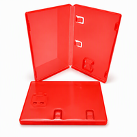 Étui de rangement durable en PP rouge pour cartouches de jeu, type coque, avec clips pour manuel et pochette transparente pour insertion de couverture