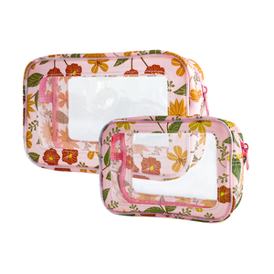 Borse da viaggio trasparenti in PVC impermeabili personalizzate da donna per trucchi e cosmetici, organizer da toilette con cerniera, <span class=keywords><strong>pochette</strong></span> in PVC con fantasia - Product Image 1