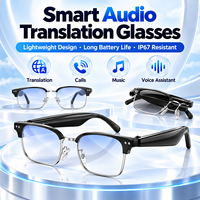 Lunettes de traduction IA W100D 6.0, traduction vocale en temps réel dans 164 langues, demi-monture métallique, IP67, 25g, chargement magnétique professionnel