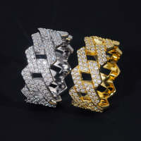 Usine directe de haute qualité Hip Hop deux rangées en argent Sterling 925 Pass Diamond Test VVS Moissanite Iced Out Cuban Ring pour hommes