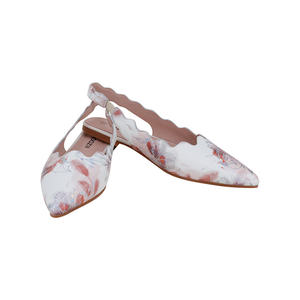 נשים ניתנות להתאמה אישית של דירות סנדל פרחונית מודפסת הבוהן על נעלי רטרו מחודד עם רצועה אלסטית וקצוות - Product Image 3