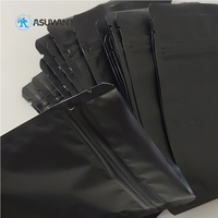 Sachet Zip Doypack Noir Mat en Feuille d'Aluminium, Sac de Stockage Alimentaire Mylar Antidode, Sac Plastique Mylar de 3,5g
