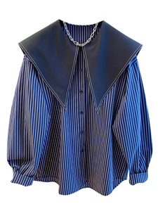 Boutique Großhandel 2026 Frühling Neue Modische Französische Puppenkragen-Bluse mit Langen Ärmeln und Lässigem Gestreiftem Design für Damen - Product Image 6