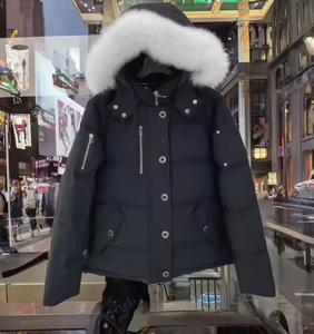 Veste d'hiver <span class=keywords><strong>Moose</strong></span> Parker sur mesure de luxe pour homme, veste décontractée imperméable avec fermeture éclair, garniture en fourrure véritable 80% - Product Image 1