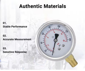 เกจวัดแรงดันน้ำแบบสองสเกล Psi 600 บาร์ ขนาด 62.5 มม. ZG1/4 ทนสารเคมี เติมน้ำมัน - Product Image 6