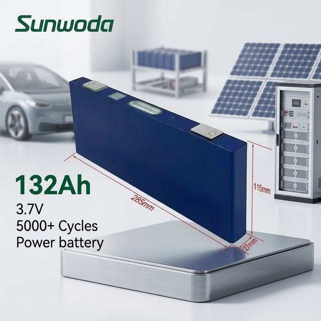 Sunwoda Grade a 3.7V 132Ah NCM Prismatic Li-ion Battery Cell for EV HEV PHEV High Power Solar Energy Storage System