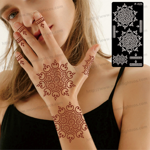 Moonlight professionale PVC Henna tatuaggio stencil indiano arabiano temporaneo Glitter modelli di tatuaggio per la pittura di Body Art - Product Image 3