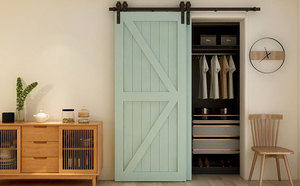 Rhetech Chất Lượng Cao Hiện Đại Thép Carbon Bypass Trượt Barn Door Phần Cứng Theo Dõi Kit Điện Điều Khiển Từ Xa Cho Nhà Ngoài Trời - Product Image 5