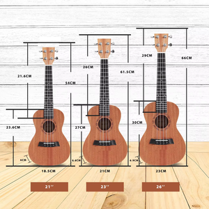 Guitare acoustique HUASHENG populaire de 21 pouces, 4 <span class=keywords><strong>cordes</strong></span> en nylon, pour débutants, avec médiator, fond et côtés en érable, touche en ébène - Product Image 2