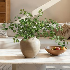 Vente en gros de feuilles d'eucalyptus artificielles, branche de feuilles en plastique pour la décoration de mariage, de la maison, de la table, fleurs décoratives - Product Image 6