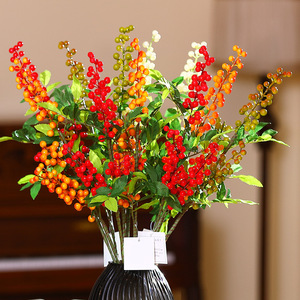 Décoration de fête du Nouvel An chinois à branche unique en plastique, fruits artificiels rouges, verts, oranges et blancs à 4 branches - Product Image 1