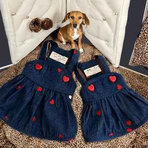 Vestito Estivo per Cani con Stampa Love Four Seasons, Classico ed Ecologico in Poliestere, con Bretelle e Gonna a <span class=keywords><strong>Zucca</strong></span> - Product Image 1