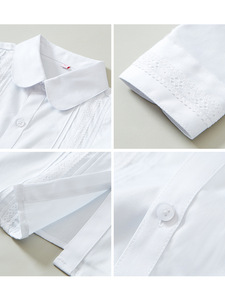 ChenYue personnalisé filles blanc uniforme <span class=keywords><strong>scolaire</strong></span> hauts à manches longues chemise <span class=keywords><strong>en</strong></span> coton avec dentelle enfants <span class=keywords><strong>en</strong></span> gros OEM vêtements de printemps - Product Image 3