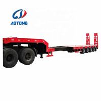 3 essieux extensible 50-60 tonnes Lowbed chargeur semi-remorque en acier matériel bas lit remorque à vendre