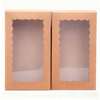 Vente en gros Boîte d'emballage de cuisson carrée en papier à fenêtre transparente pour biscuits au chocolat Boîte d'emballage de cuisson pour gâteaux beignets