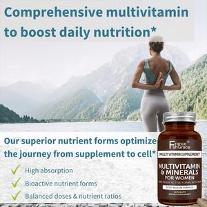 Complément multivitaminé haute puissance pour femmes, soutient la fonction immunitaire, santé, 60 comprimés, comprimés multivitaminés - Product Image 5