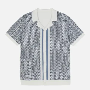 Cárdigan de punto informal de verano personalizado, camisa blanca y negra, suéter Polo de manga corta de punto para hombre