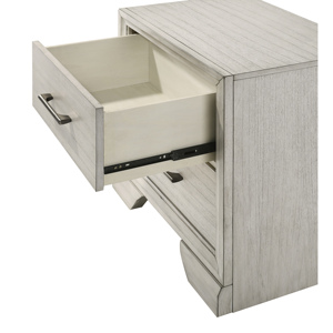 Comodino Contemporaneo a Due Cassetti in Legno Massello, Arredamento Camera da Letto, Finitura Legno Scuro - Product Image 3