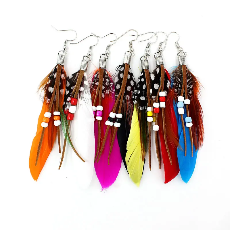 2022 New Women's Vintage Handmade Bohemian Dangle Feather Earrings Women's Pendant Tassel Earrings