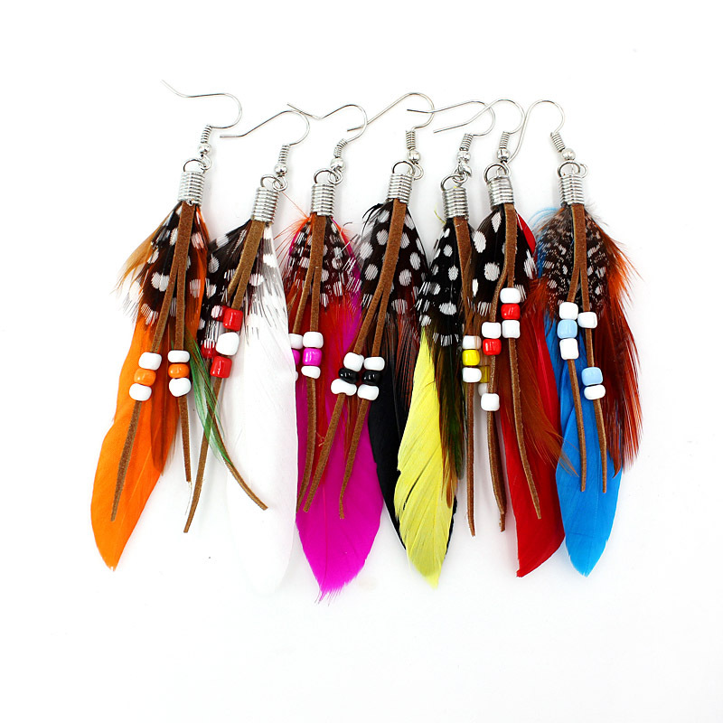 2022 New Women's Vintage Handmade Bohemian Dangle Feather Earrings Women's Pendant Tassel Earrings