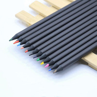 Ensemble de crayons en bois de 12 couleurs en gros, hexagonaux et ronds, dans une boîte en papier, couleur noire, pour l'art et l'artisanat
