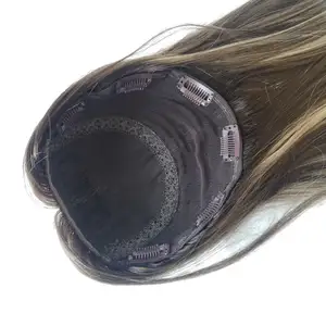 15 ''di base di seta topper 7*7 ebraica parrucca Remy di 100% Europeo Capelli topper doppio drawn completa end copertura completa Topper
