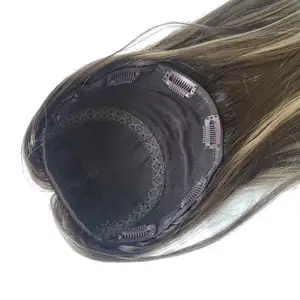 Puncak Dasar Sutra 15 "7*7 Wig Yahudi 100% Rambut Palsu Remy Eropa Penggulung Ganda Ujung Penuh Penutup Atas