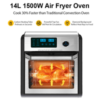 Penggoreng udara Digital Freidora De Aire 12L 14L, 110V 220V, Pemanggang udara Oven Toaster Kombo Stainless Steel